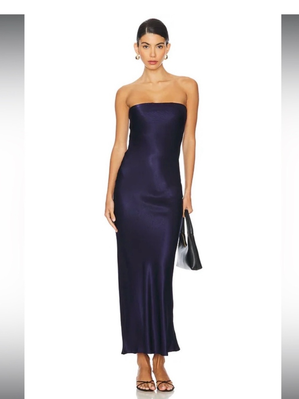 Sndys Revolve Strapless Navy Satin Maxi Dress XS